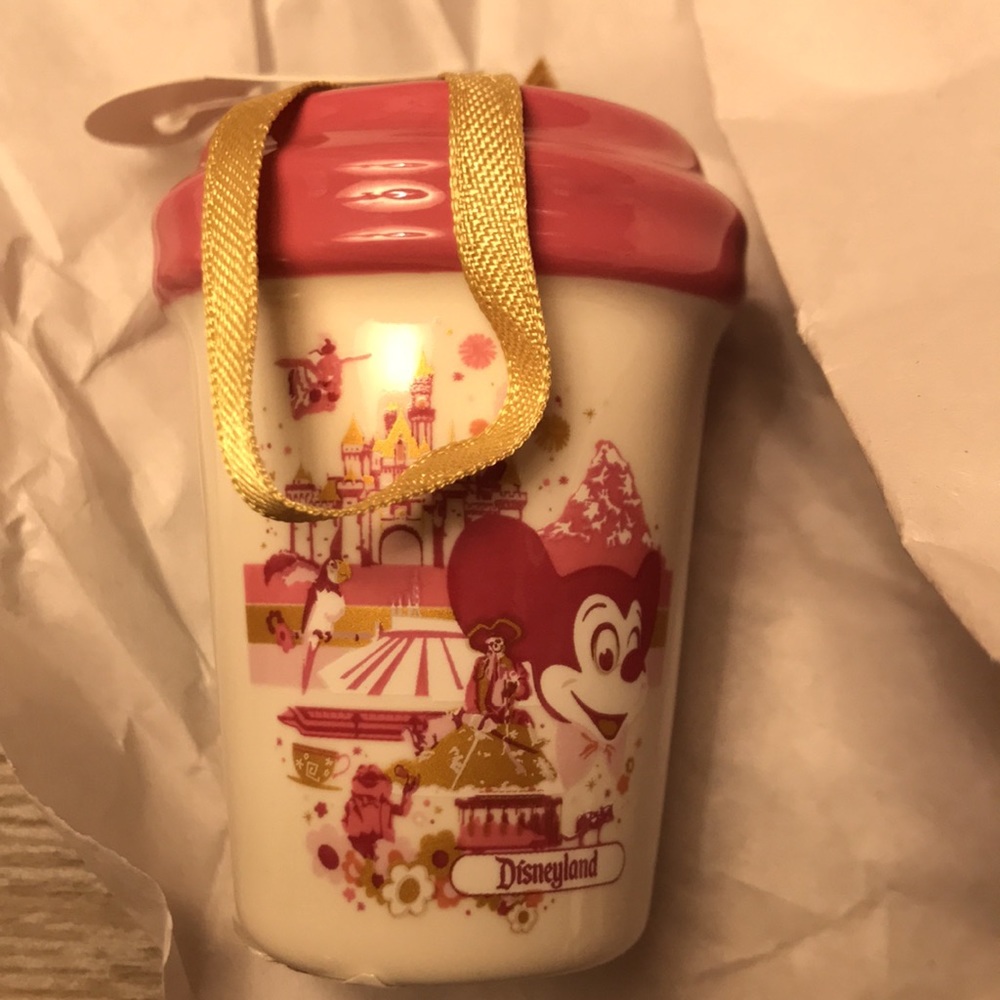 Disneyland Starbucks Hot Cup Ornament Brand New with Tags Pink & Gold Ceramic